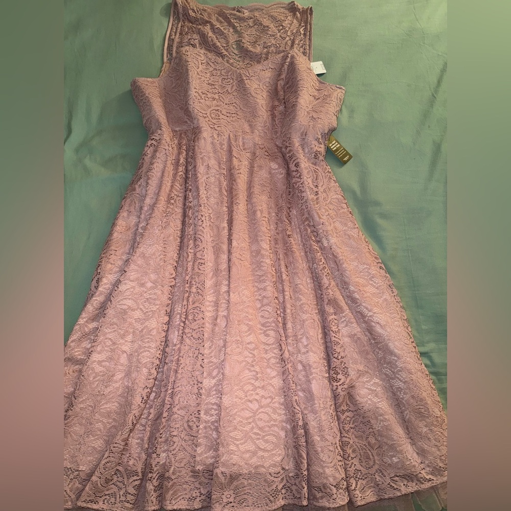 Torrid Plus Premium Mauve Lace Tea-Length Dress